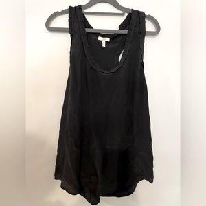 JOIE SILK RUFFLE TRIM TOP BLACK - LARGE